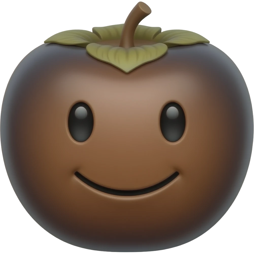 smiley face like a persimmon fruit - - dark-skinned persimmon fruit with dark peel. emoji