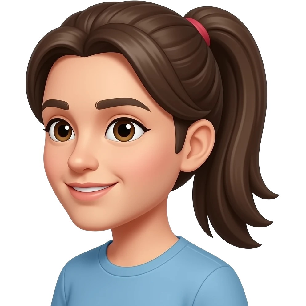 Brown pulled back pony tail emoji