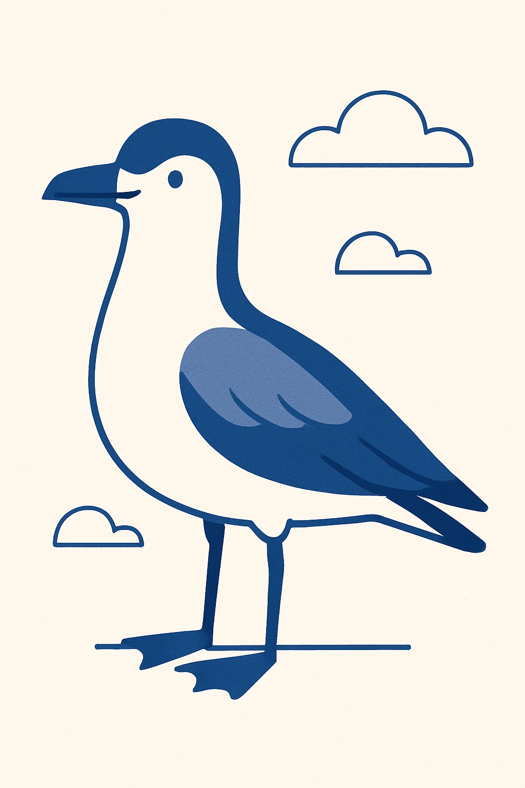 simple and elegant seagull, clean modern style emoji