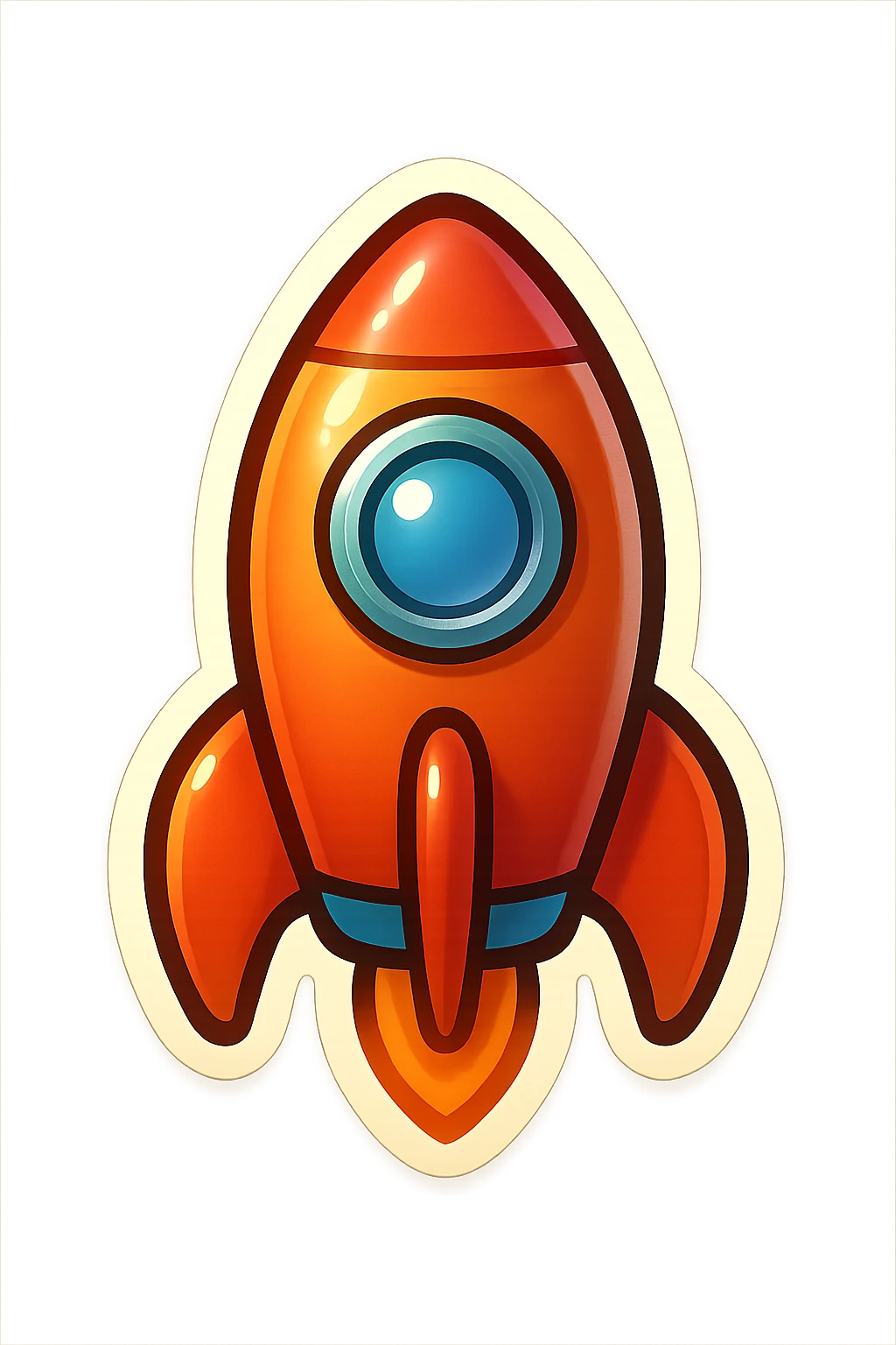 single rocket symbol, cartoon style sticker, simple and clear, no text, retro stickers style emoji