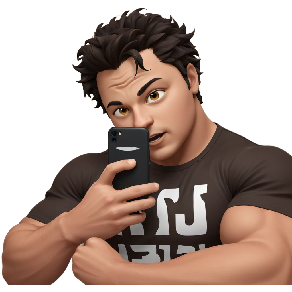 muscular guy taking selfie emoji