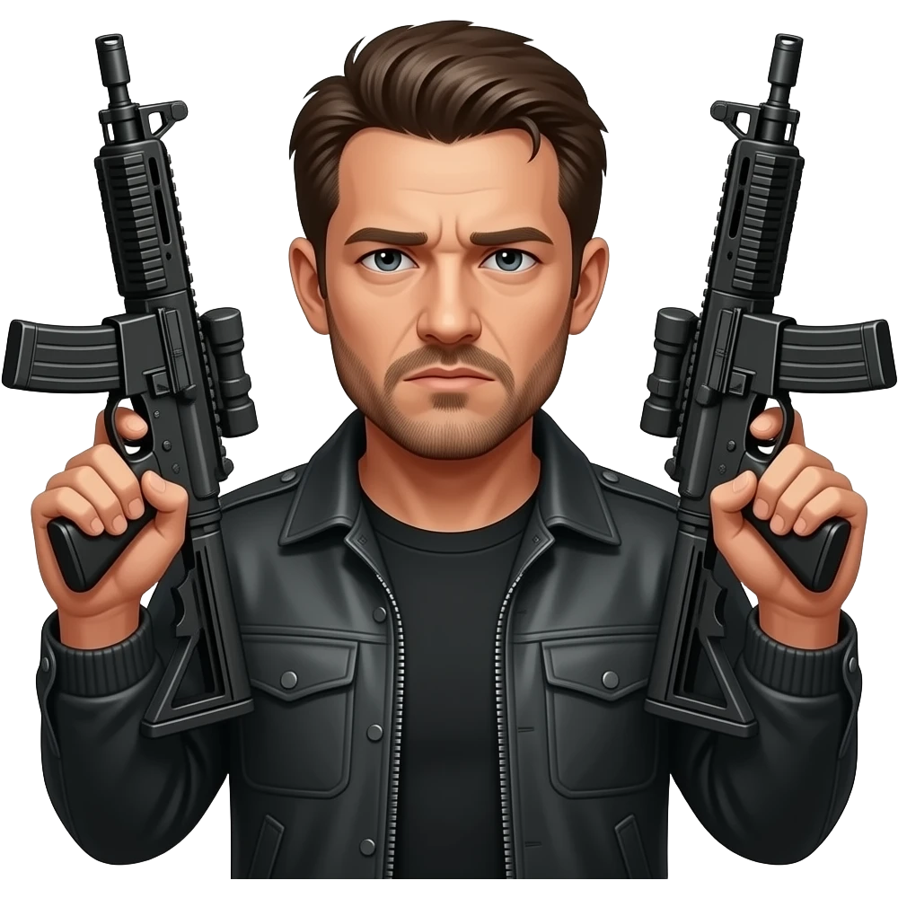 Jean Luc melanchon avec des mitraillette emoji