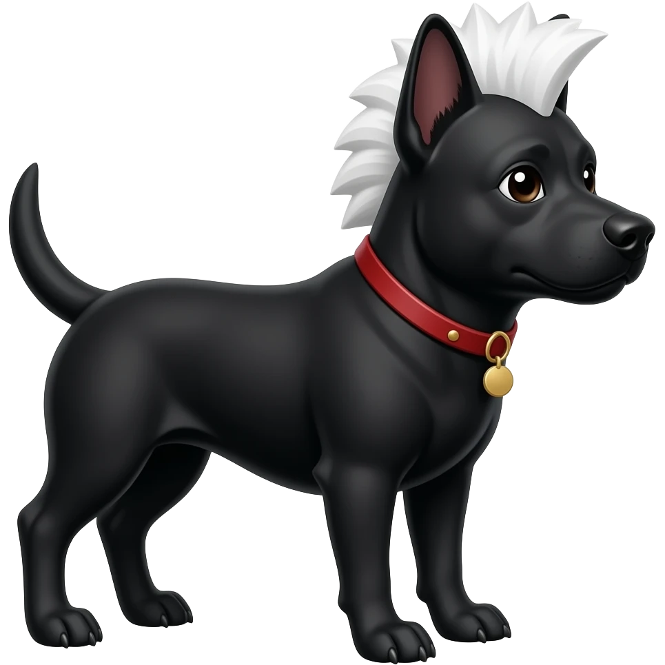 black dog with a white mohawk emoji