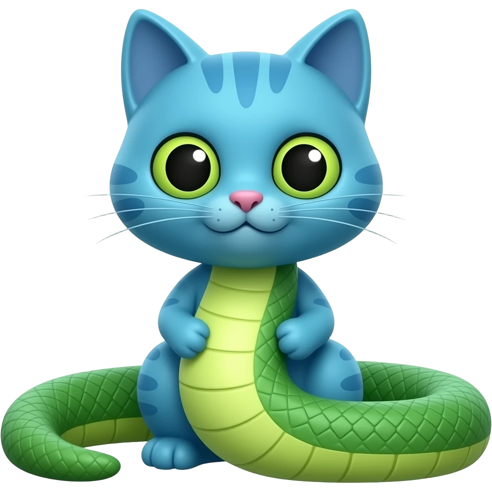 toy  blue cat  green snake hybrid emoji