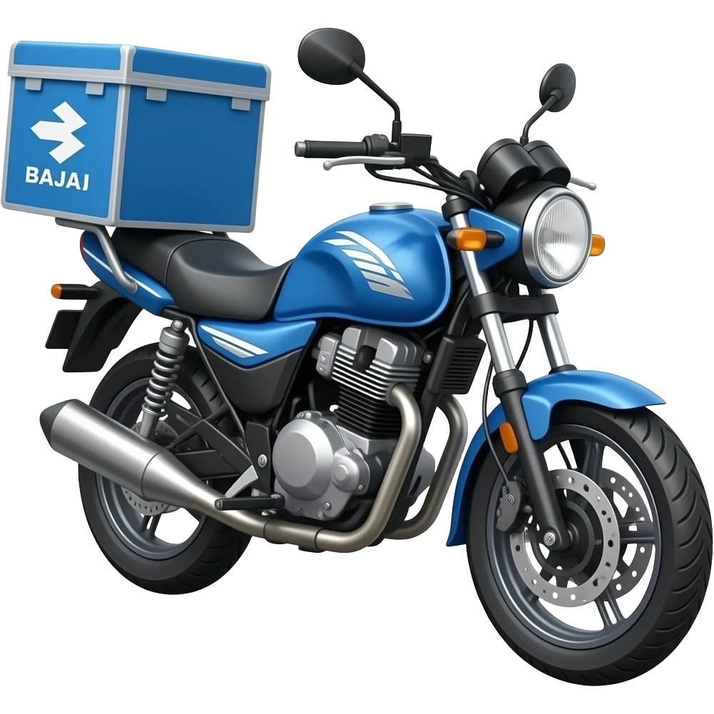 A Bajaj Boxer motorcycle with a delivery box beside it emoji