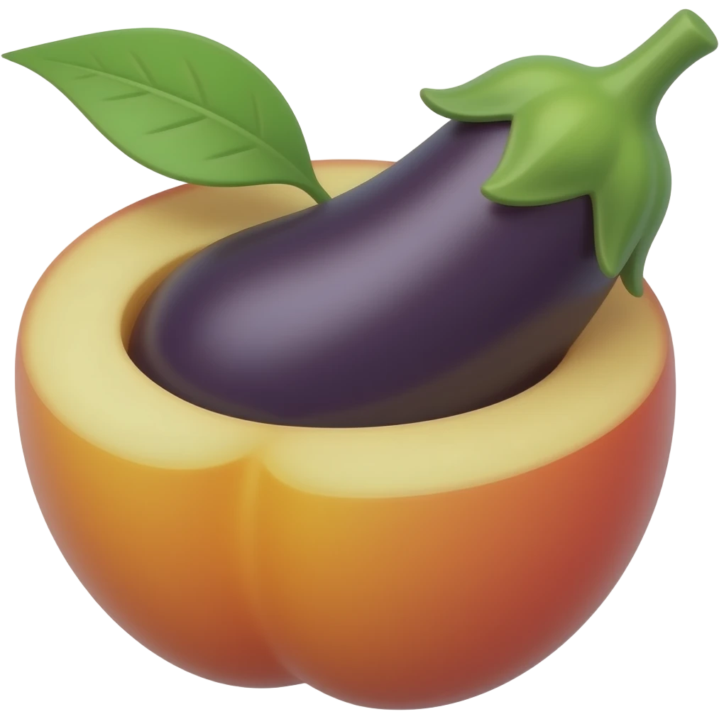 Eggplant going inside peach emoji
