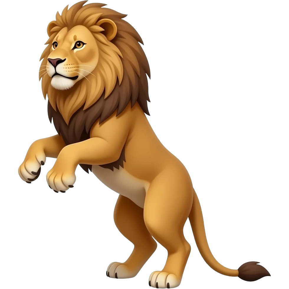 A lion standing on this hind legs emoji