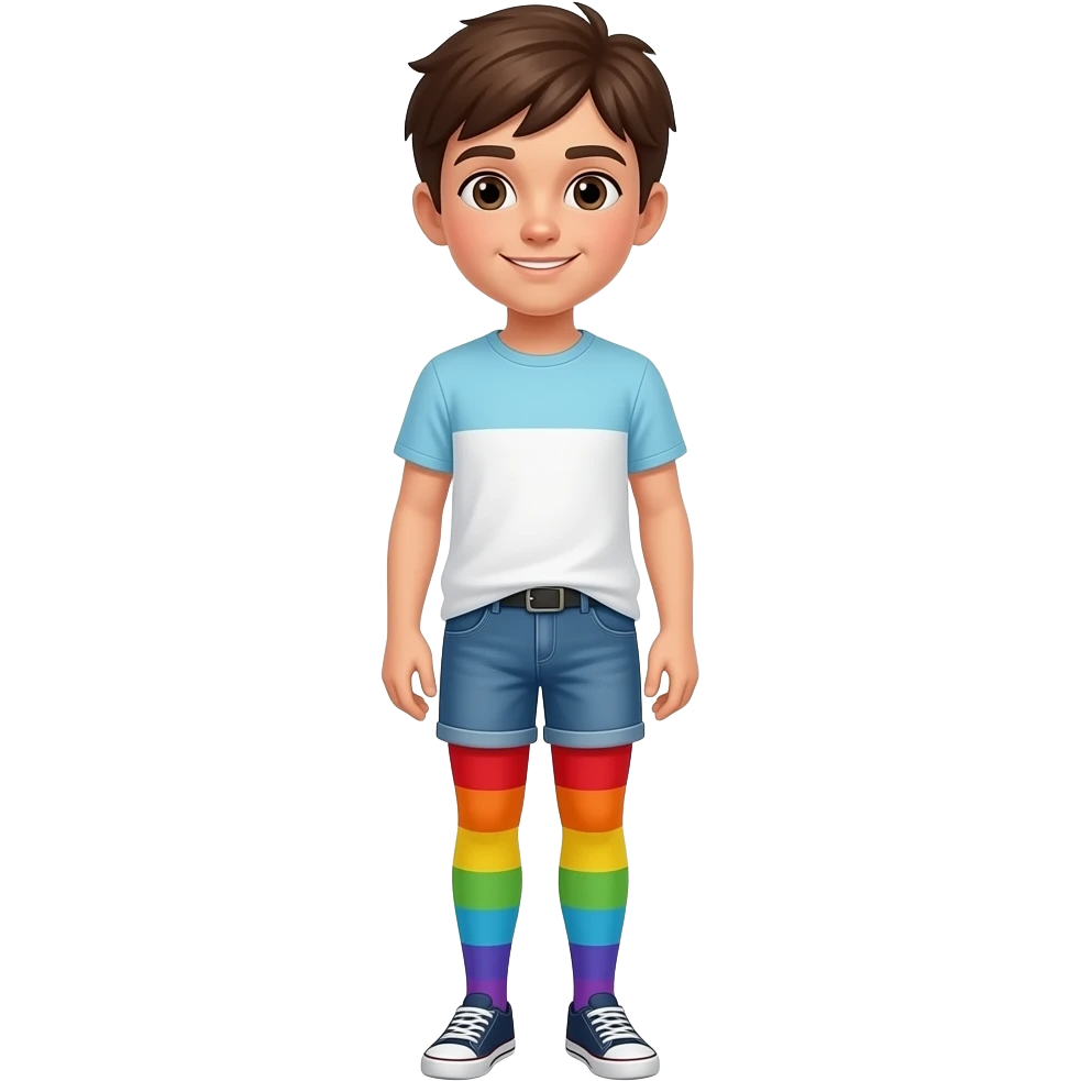 Boy in rainbow pantyhose emoji