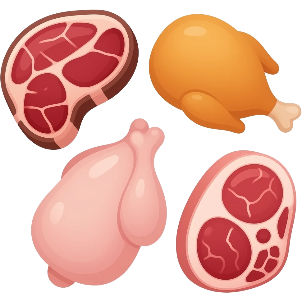 vector flat beef chicken pork belly put together emoji