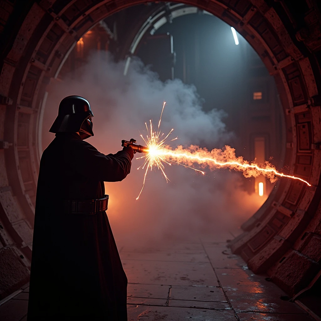 BLASTER FIRE ZIPPING EVERYWHERE, SMOKE,  STAR WARS, SHOOTOUT, INSIDE THE DEATH STAR - BACKGROUND emoji