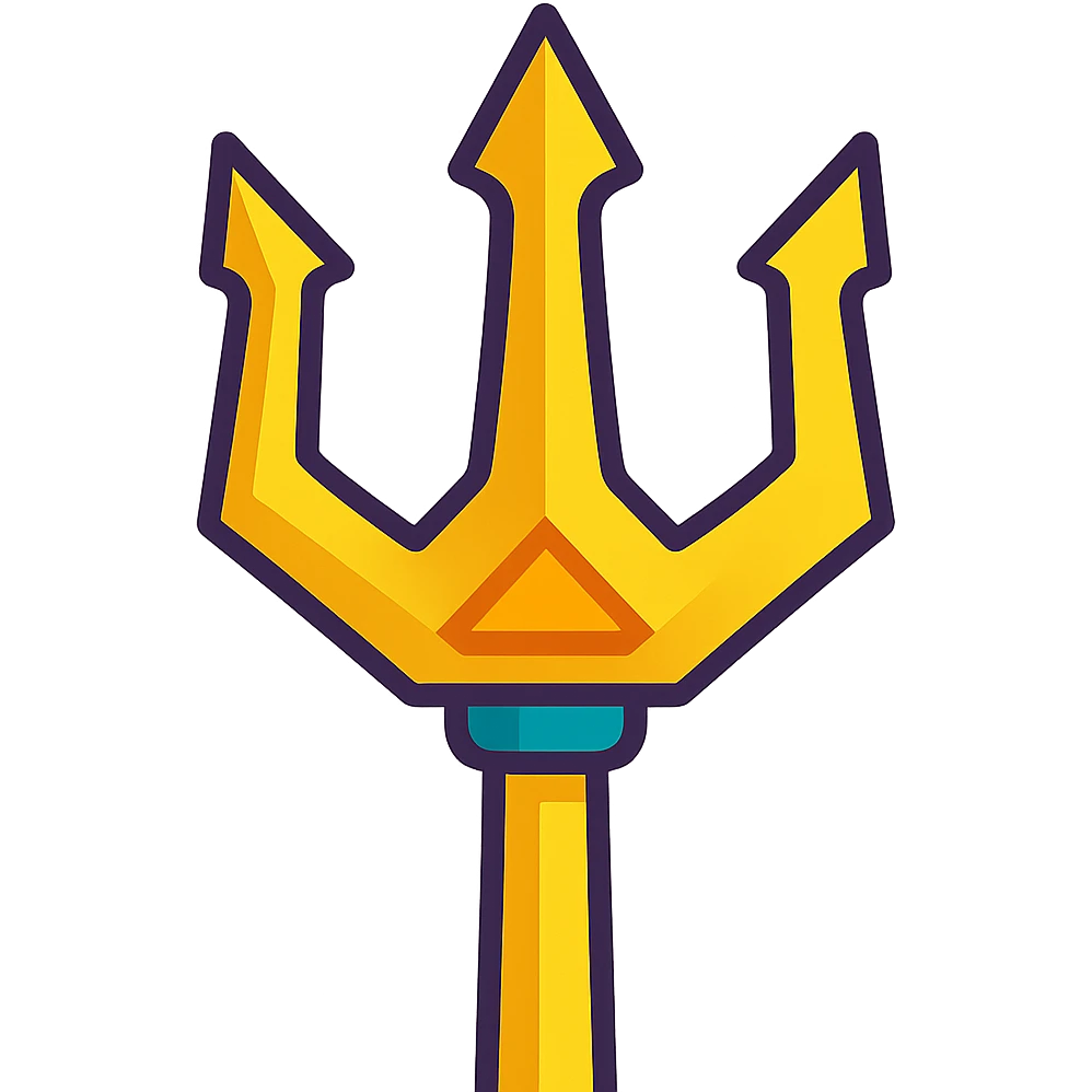 golden trident colorful cartoon style emoji