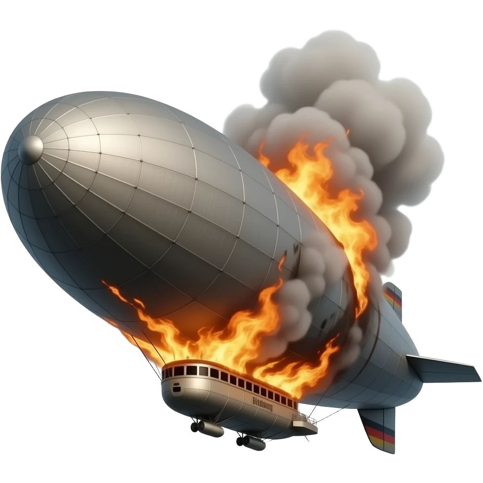 cinematic realistic scene of a german zeppelin 'hindenburg' burning emoji