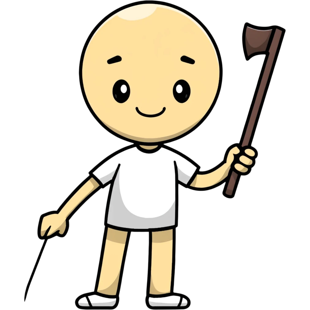cartoonish sticker of a stick man in a colorful T-shirt, playful pose emoji