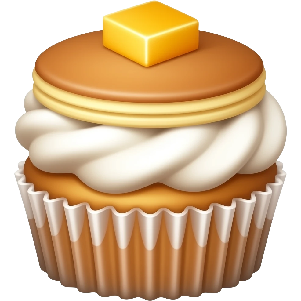 Cupcake with a pancake on top emoji