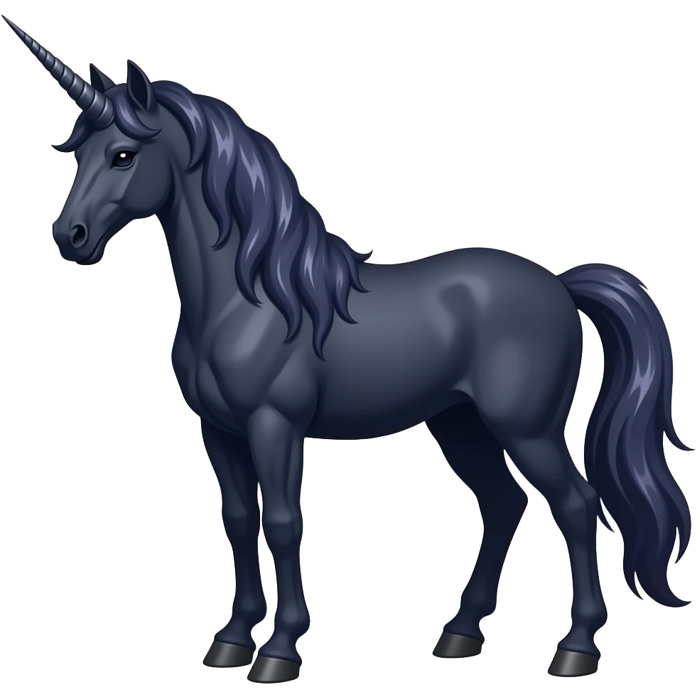 Dark unicorn with an elemental symbol behind it emoji