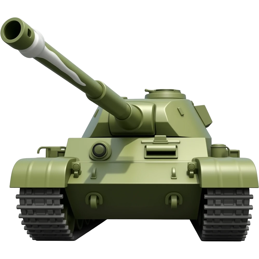 A tank that shoots white liquid from the main gun has low trajectory so the white liquid has an arc stream down the stream has to look as if it has been shot from the barrel emoji