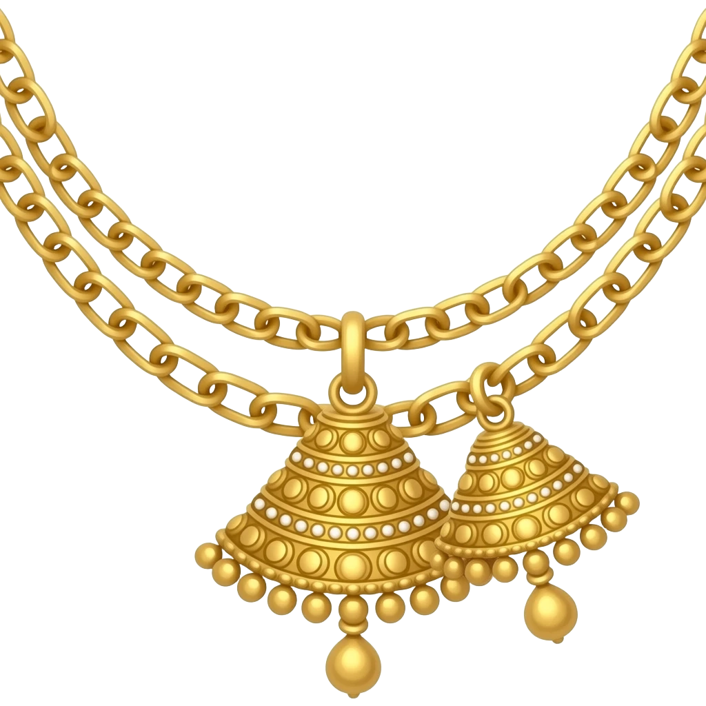 Yellow golden chain with only 2 pendents with gold indian mangalsutra style emoji