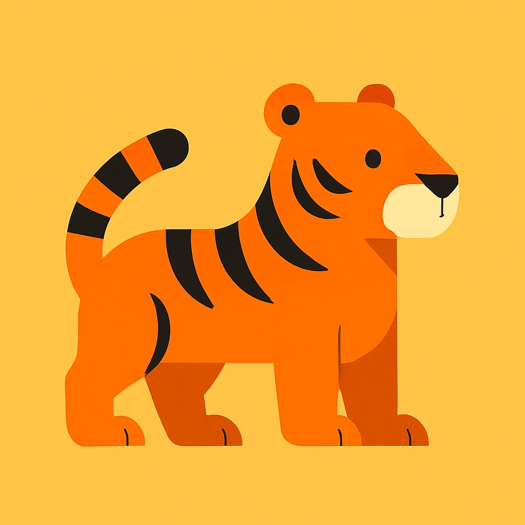 Flat design style tiger emoji