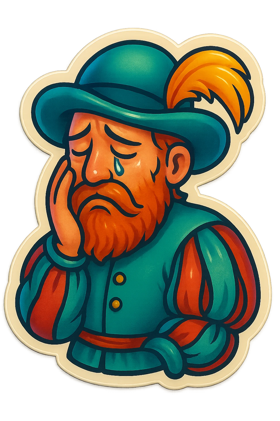 Red-bearded Landsknecht showing sadness emoji