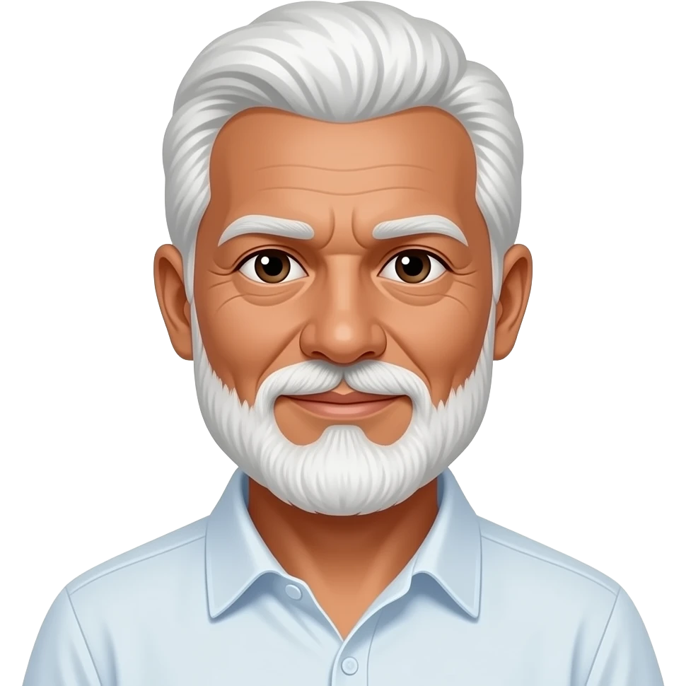 Señor con barba blanca y cabello blanco y la barba es un poco grande la piel un poco más morena y es de Veracruz emoji