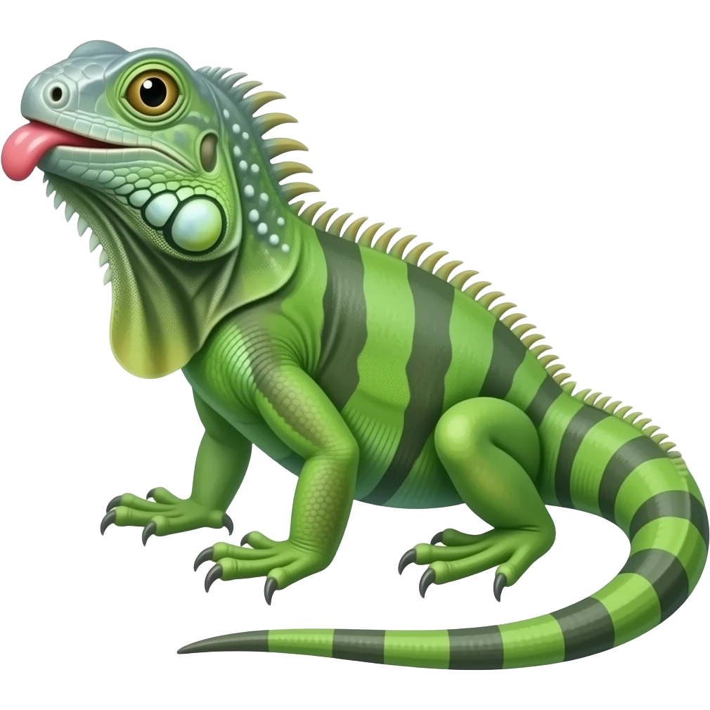 Una iguana lamiendo en  la línea del durazno emoji