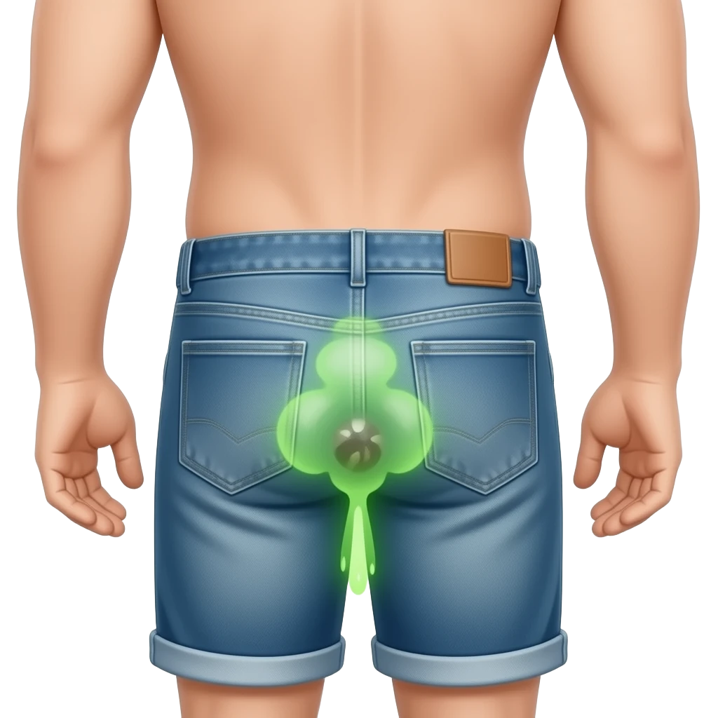 Guy farting green gas out of his butt emoji