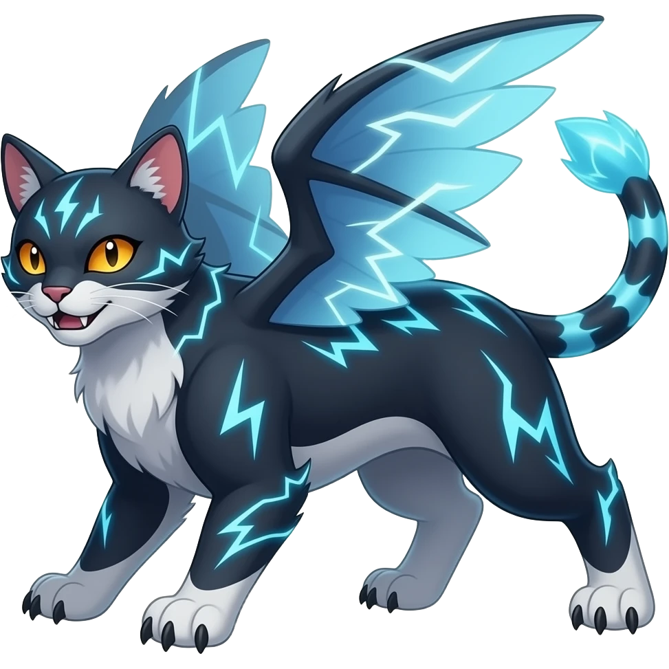 Zeraora-Manectric-Luxray-Bobcat-Fakémon-fusion-animal-creature, full body emoji