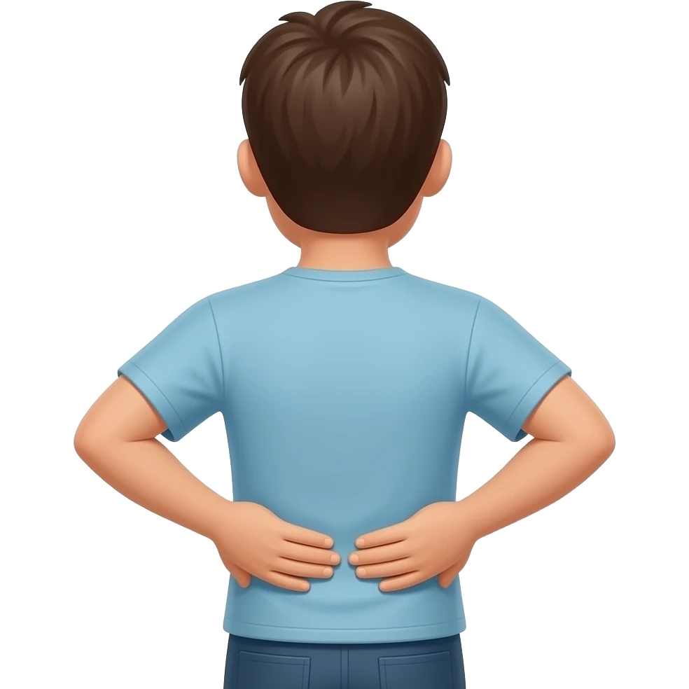 Holding my back while standing but make sideway profile emoji