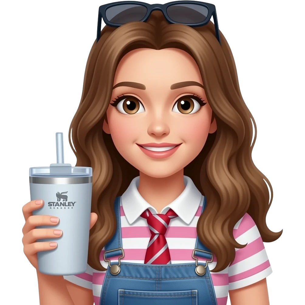 preppy popular girl with a stanley tumbler and nails emoji