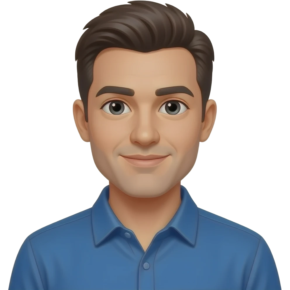 hombre de remera azuñl emoji