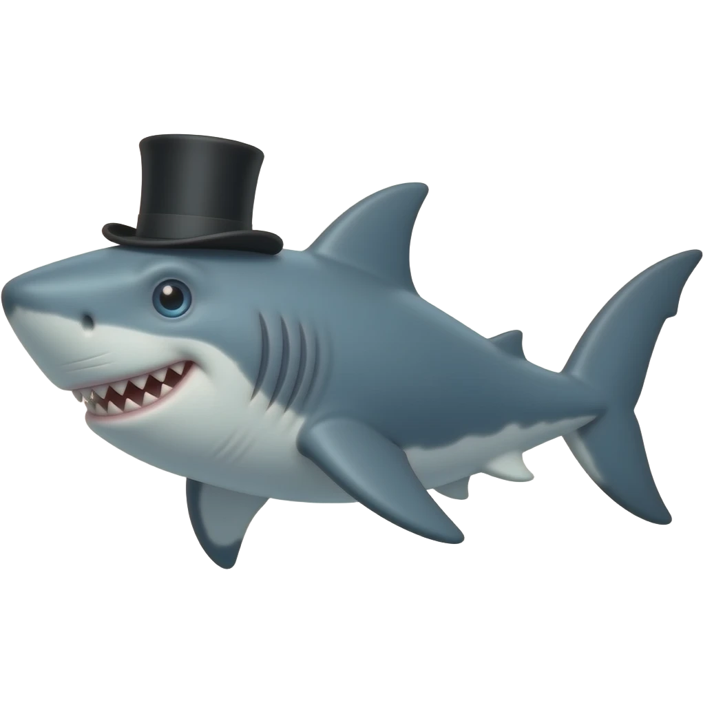 Shark with a top hat emoji