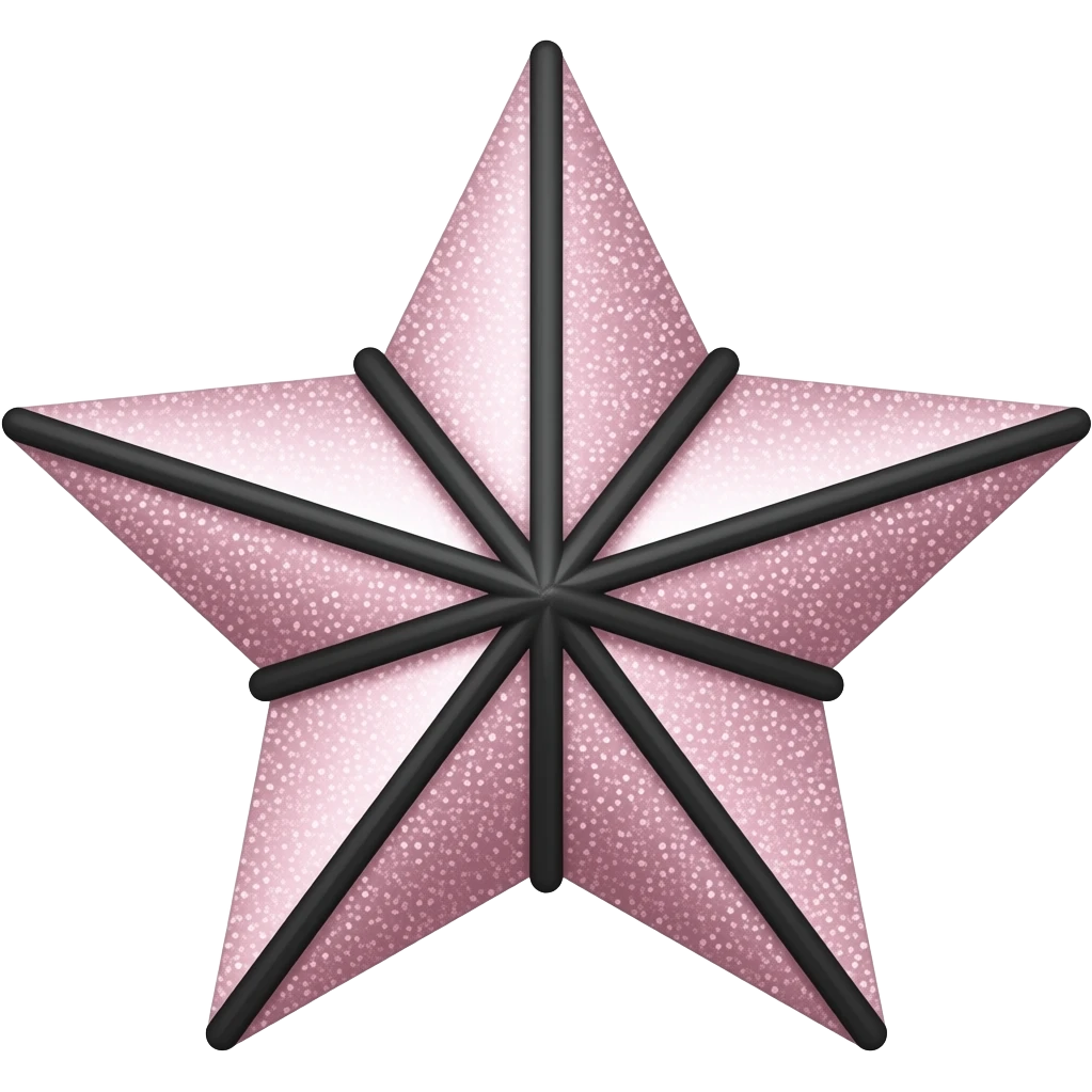 Pale pink glittery star with black ropes across it emoji