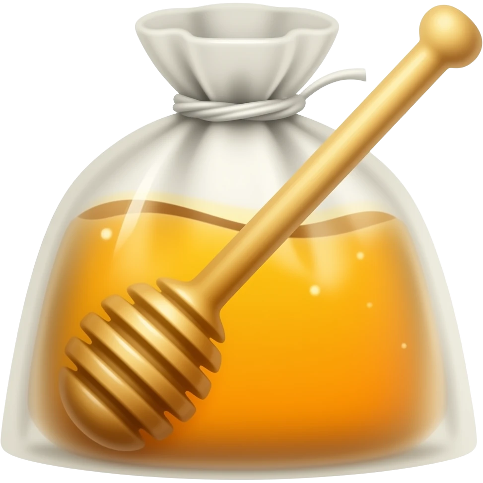 꿀이 담긴 짜먹는 스틱형태의 파우치를 그려줘 emoji