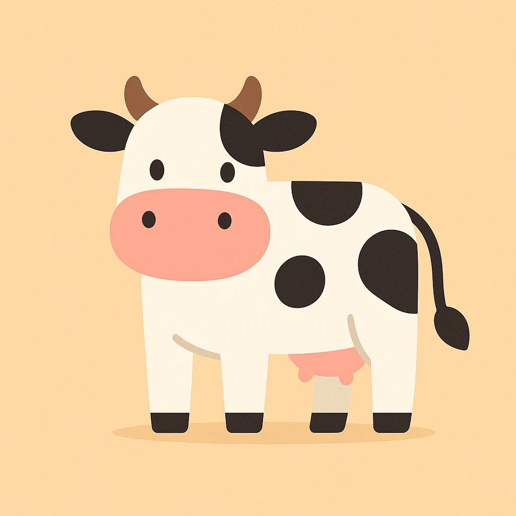 Flat design style cow emoji