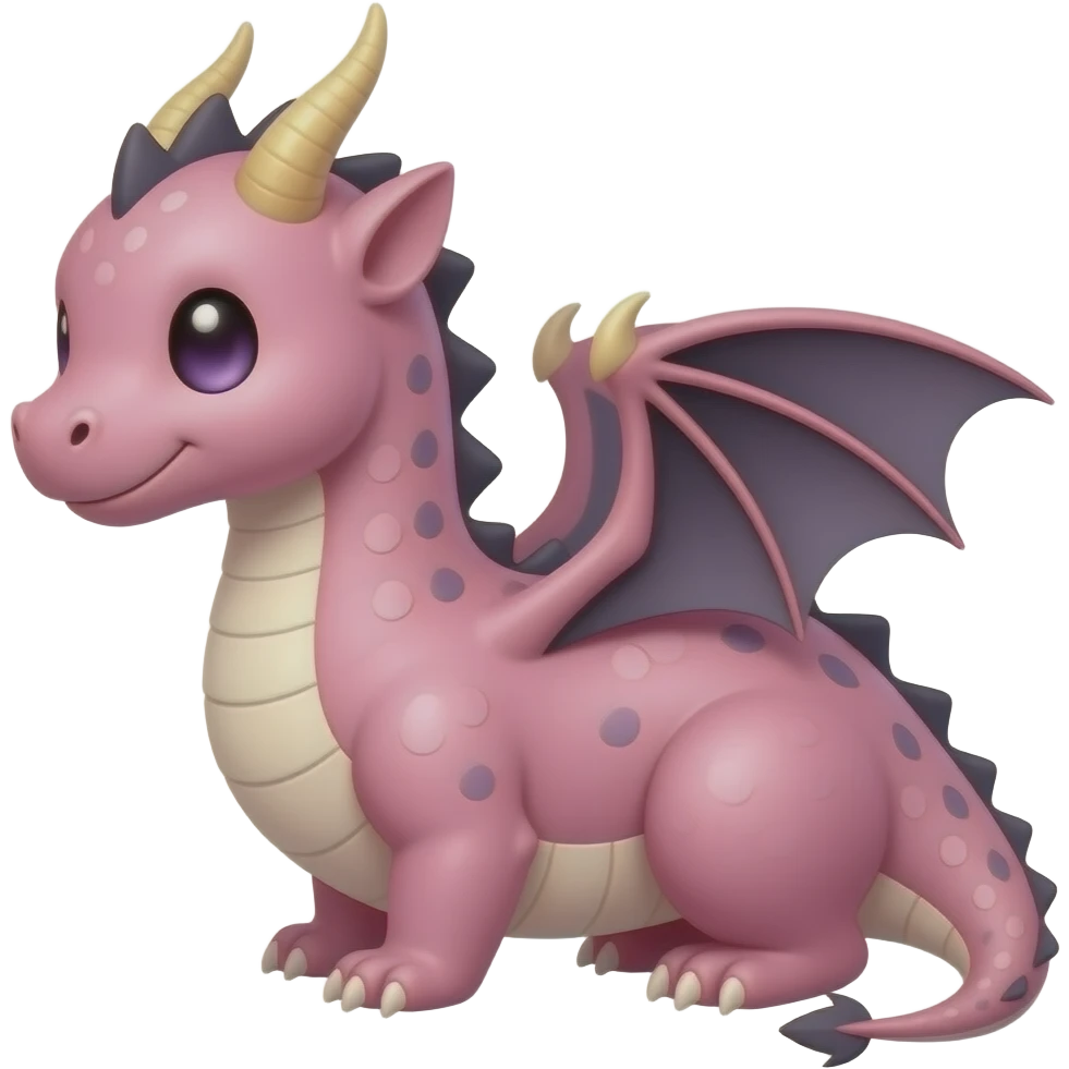 Pink and black cute dragon emoji