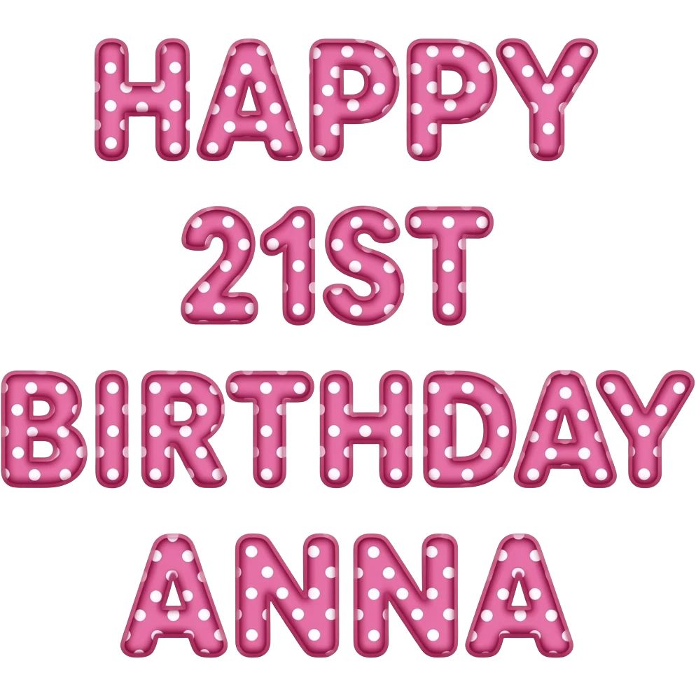 PINK POLKA DOT LETTERS   HAPPY 21ST BIRTHDAY ANNA emoji