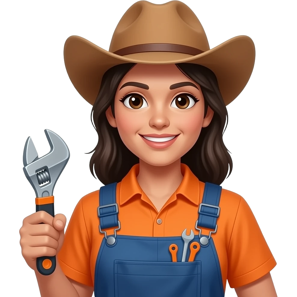 worker Brazil woman  orange west holding tools emoji