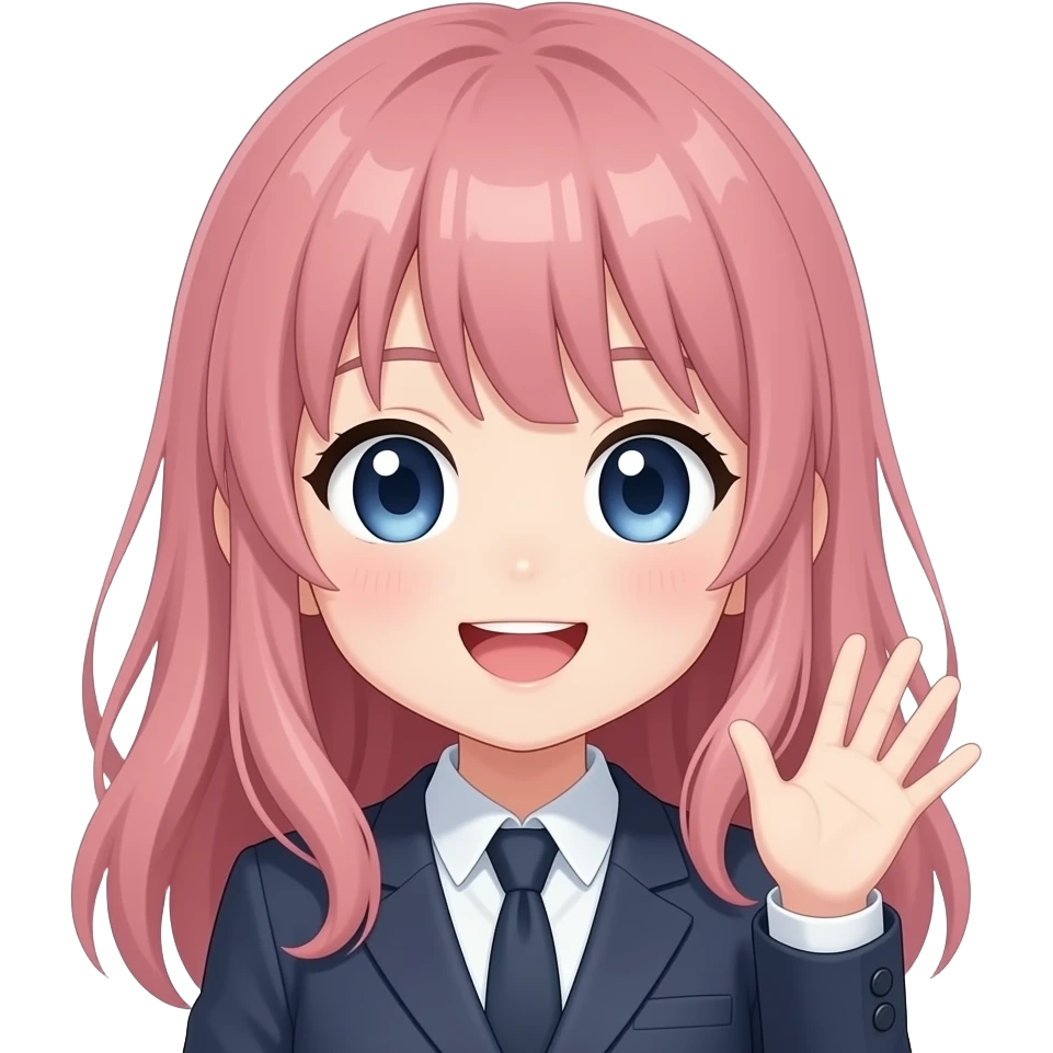 Anime character saying hello emoji