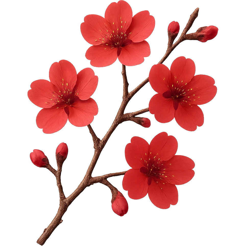 red cherry blossom, remove background emoji