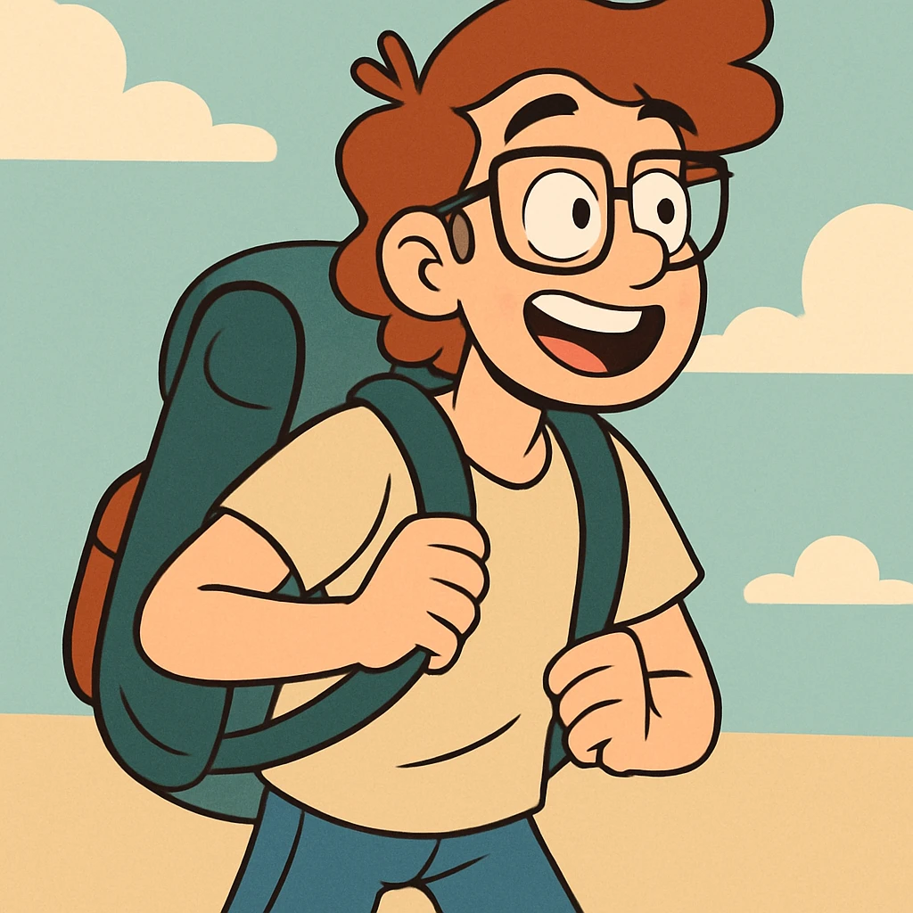 a student travelling, cartoon style emoji