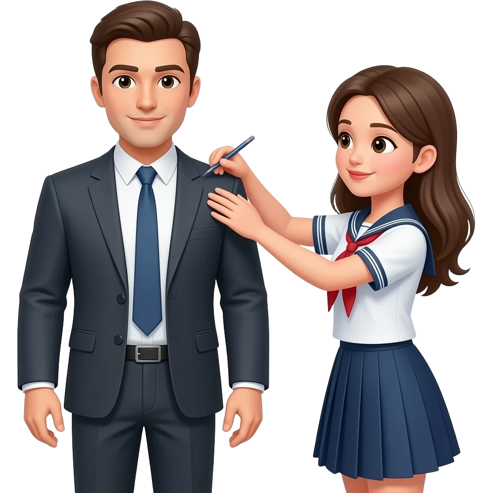 Women schoolgirl pin man emoji