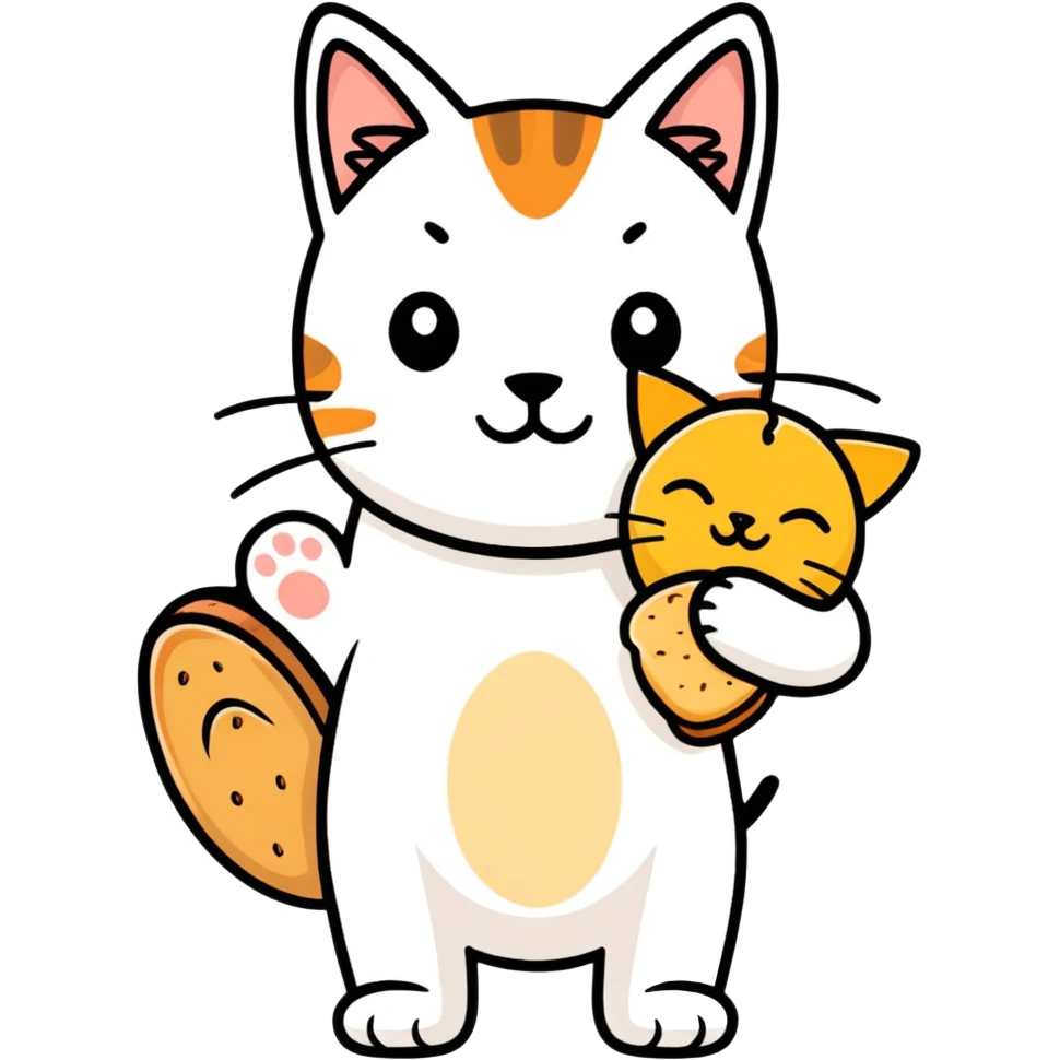 Gato con un perro y un pan emoji