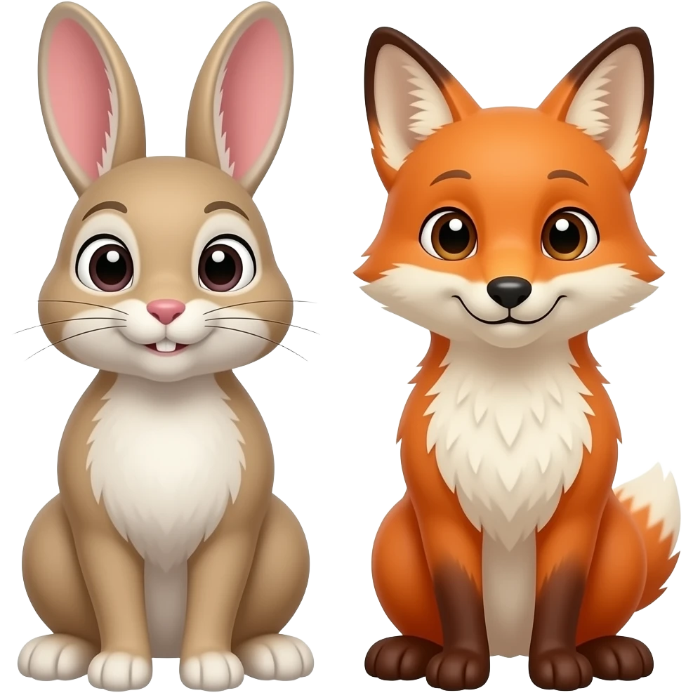Give me 2 emoj's next to each other. 1. rabbit 2. Fox emoji