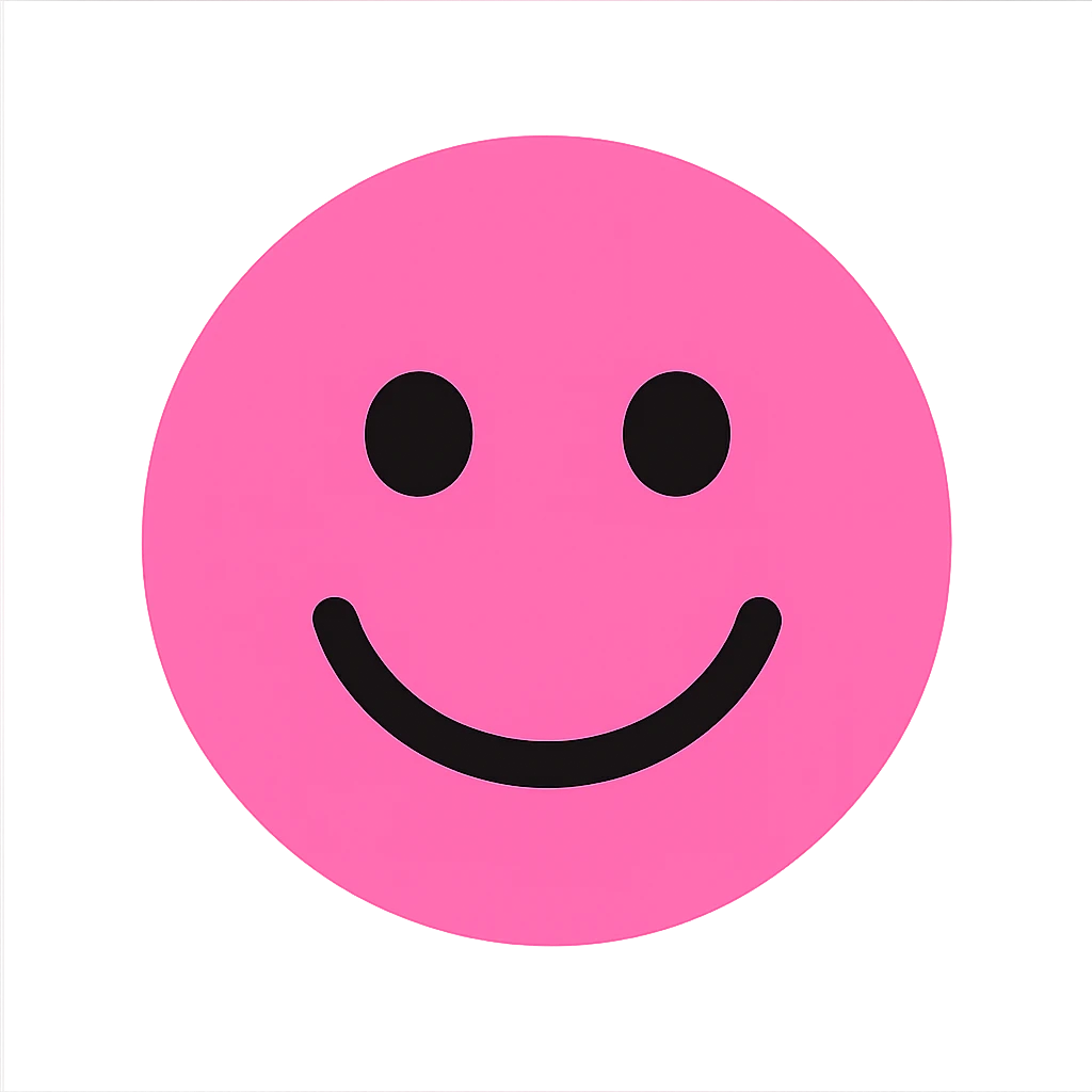 pink smiley face emoji, simple and iconic emoji