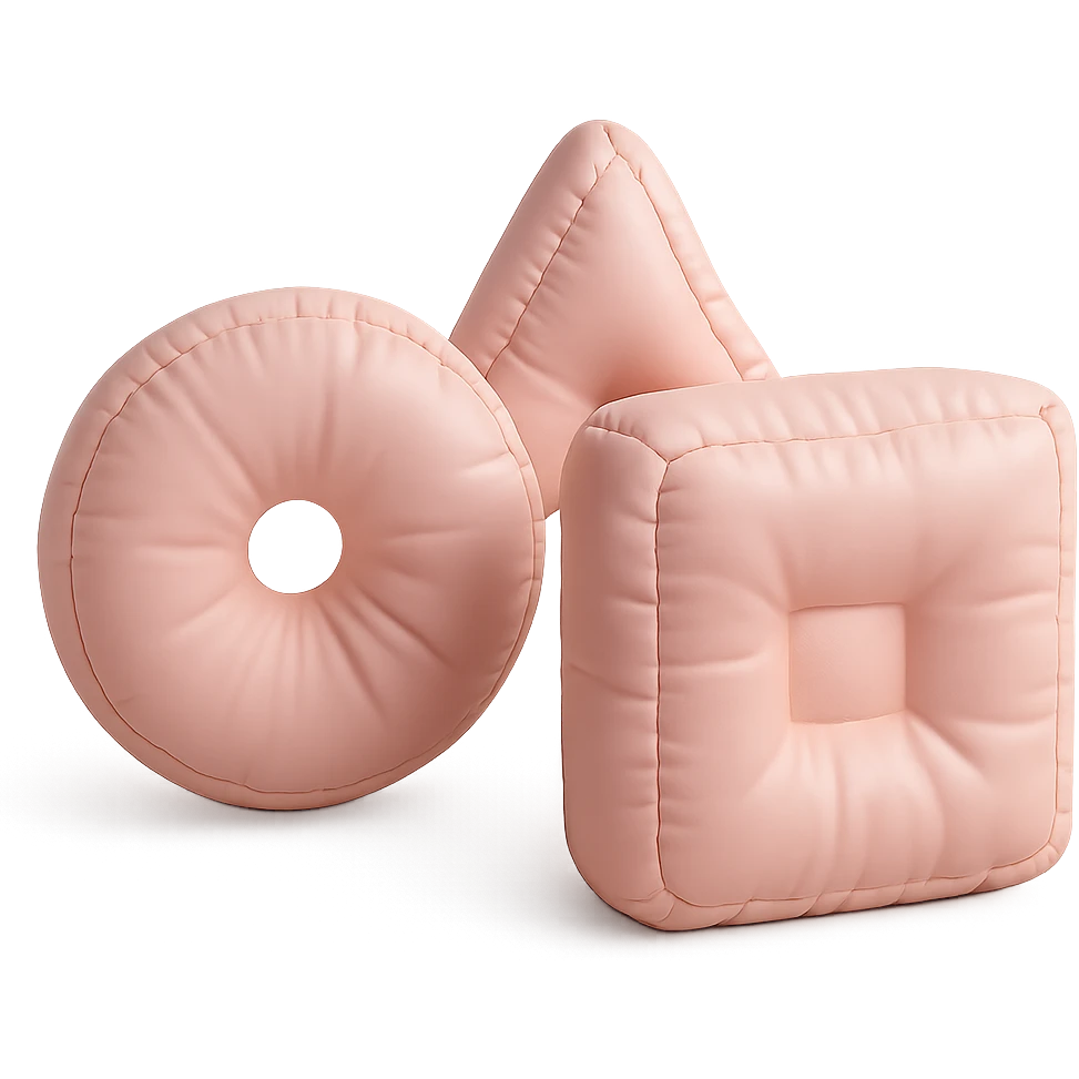 soft pink 3D circle, triangle, and square together emoji