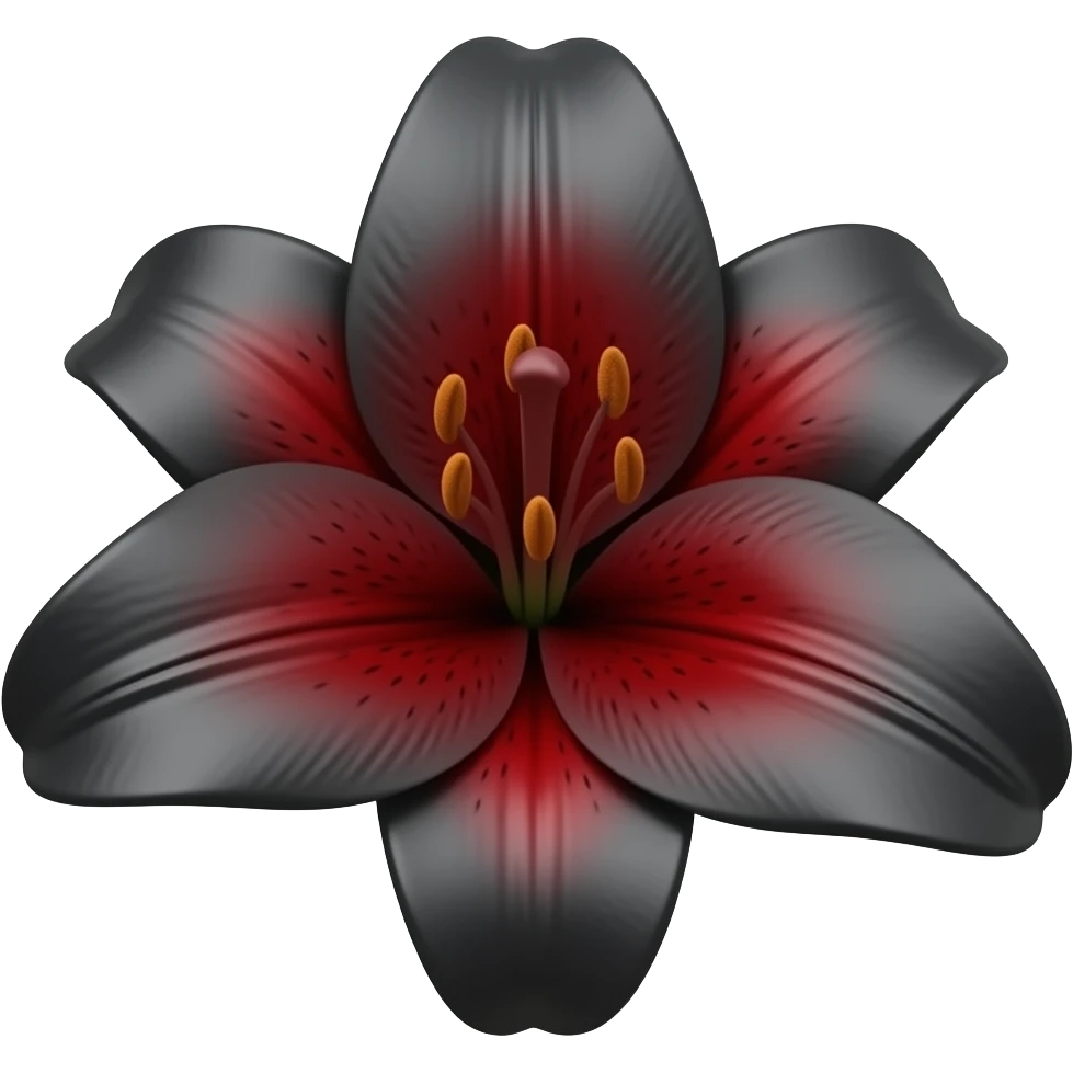 Black to red lily flower emoji