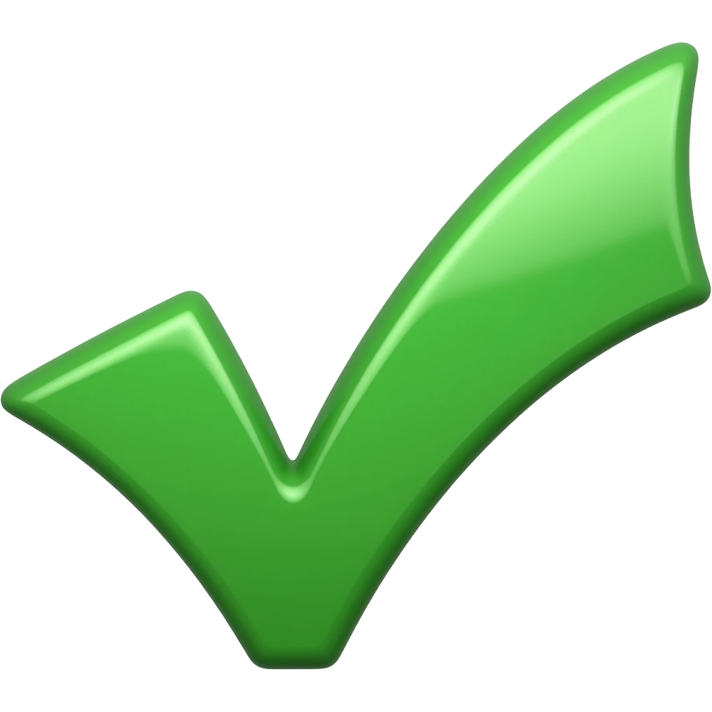 Un signo de palomita de color verde emoji