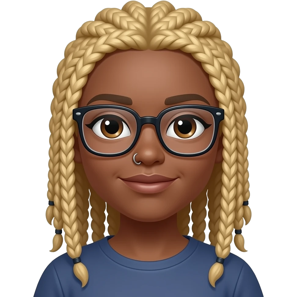 Black girl with blonde locs and eyeglasses and nose piercings emoji
