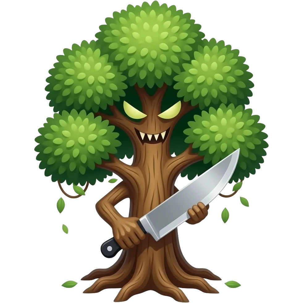evil tree with knife emoji