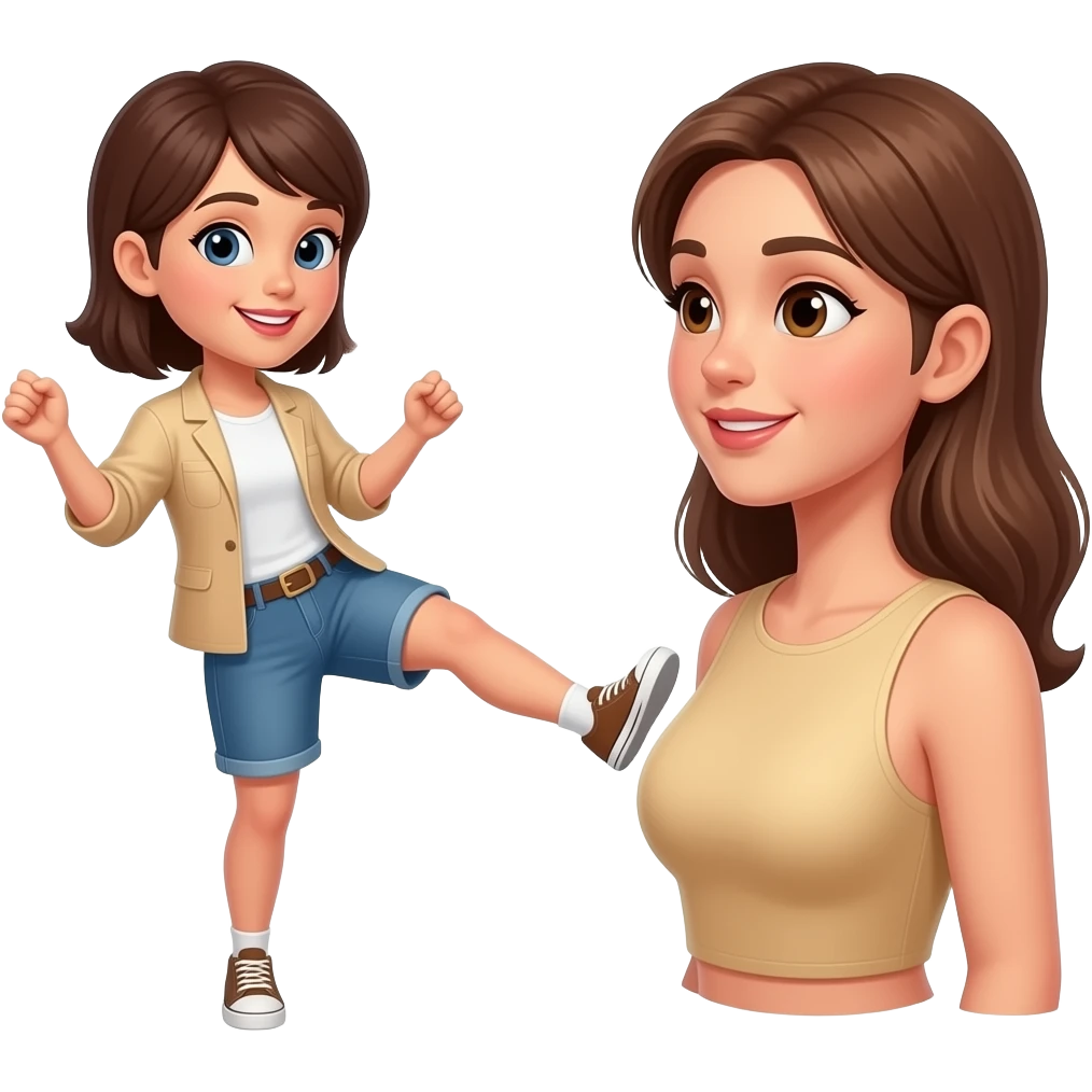 A woman kicks another womans nipple emoji